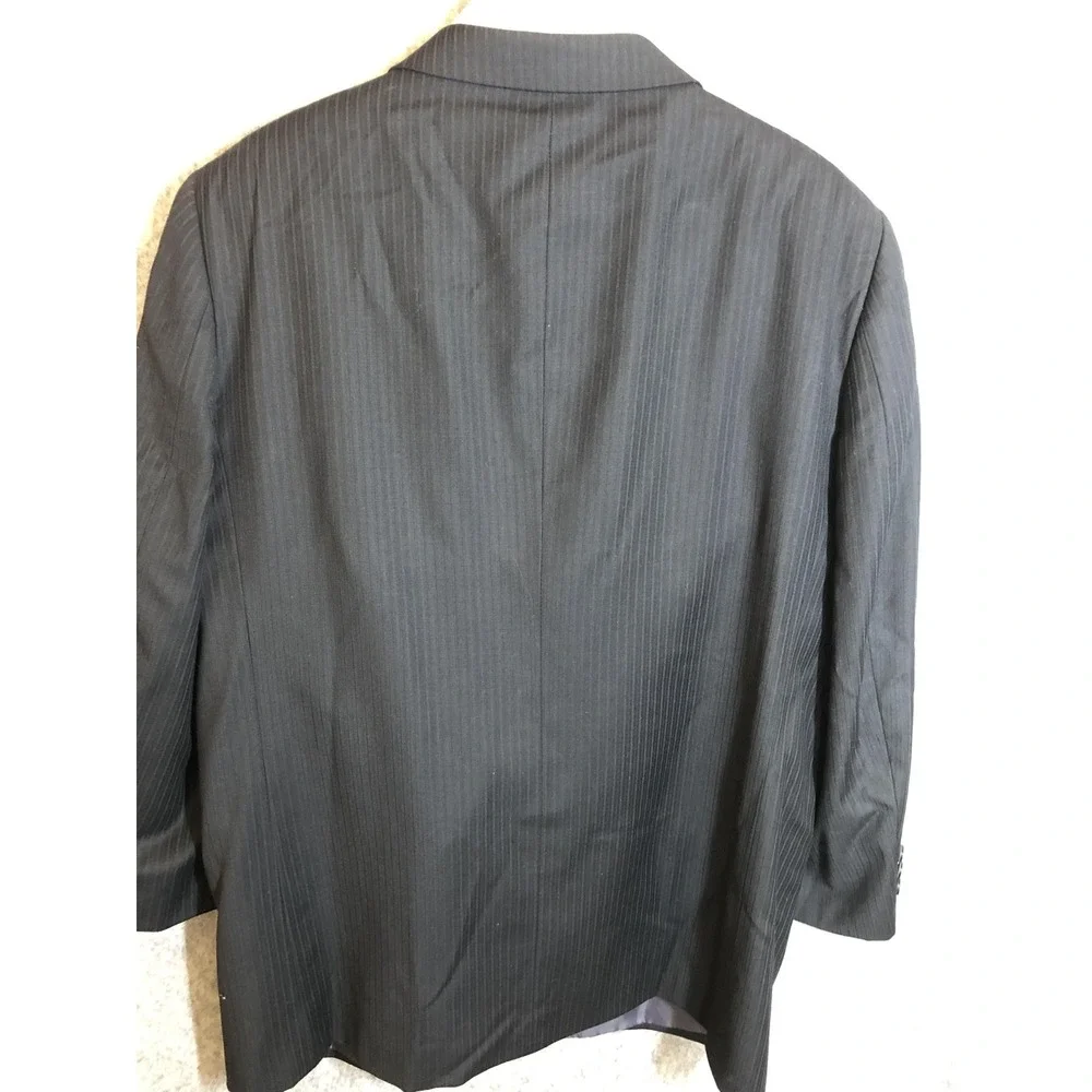 Henry Grethel Design Suit Mens 44R Black Pinstripe 2 Piece 2 Button Pleated
